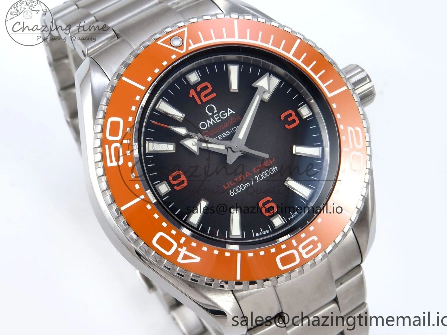 0408 Seamaster 6000M Ultra Deep SS VRF 1:1 Best Edition Gray Dial Orange Bezel on SS Bracelet A8912 Super Clone NewStyle 7687